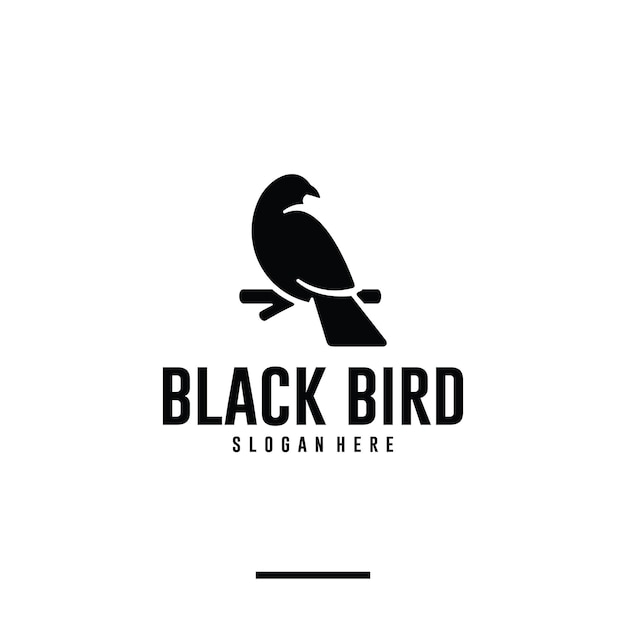 Schwarzer vogel, rabe, logo-design-inspiration