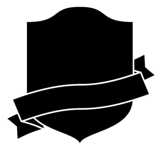 Vektor schwarzes band auf schildform-emblem retro-abzeichen