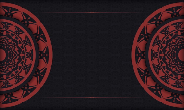 Vektor schwarzes banner mit ornamenten und platz für ihren text und ihr logo. design-hintergrund mit vintage-mustern.