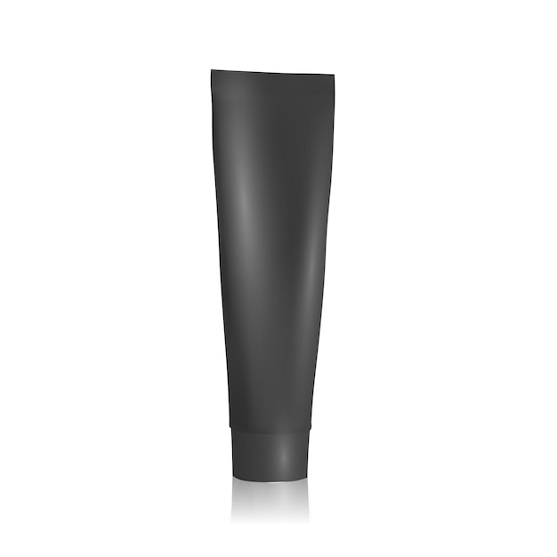 Schwarzes Cremeröhrchen-Modell auf weißem Hintergrund Röhrchenverpackungsmock-up-Vektorillustration