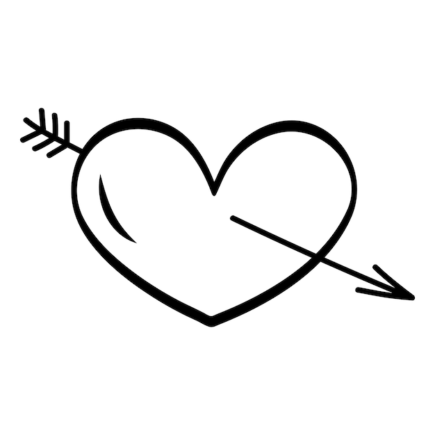 Vektor schwarzes doodle-herz, kritzelndes liebeszeichen-symbol, vorlage für t-shirt-karteneinladung