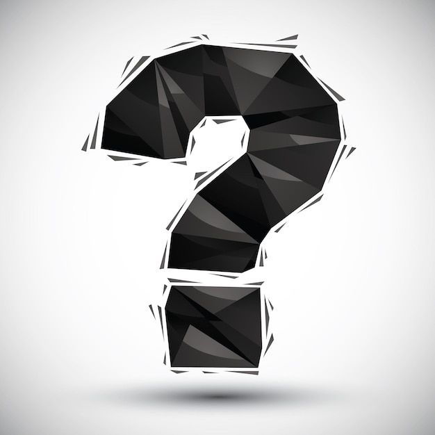 Schwarzes Fragezeichen geometrisches Icon in 3D-Modern-Stil am besten als Symbol oder Designelement für Web- oder Print-Layouts