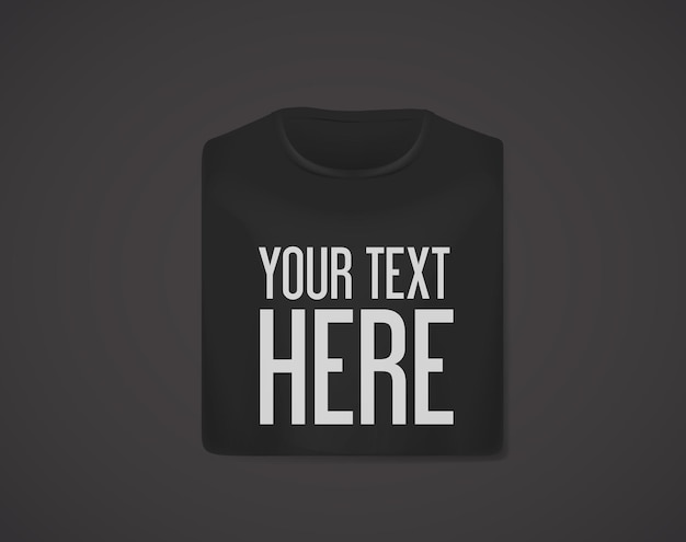 Schwarzes gefaltetes T-Shirt-Modell isoliert mit Schriftzug für Werbung
