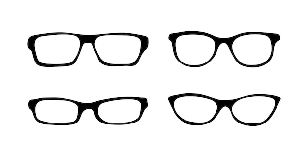 Schwarzes gekritzel-mode-brillen-icon-set