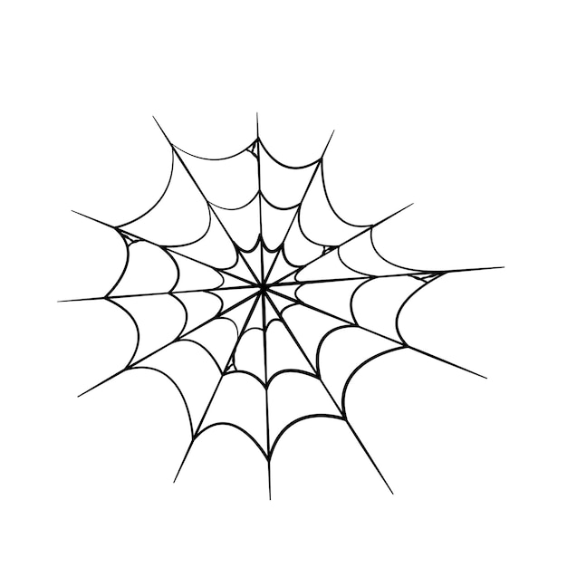 Schwarzes halloween-spinnennetz auf weißem hintergrund. vektorillustration, clipart. fröhliches halloween