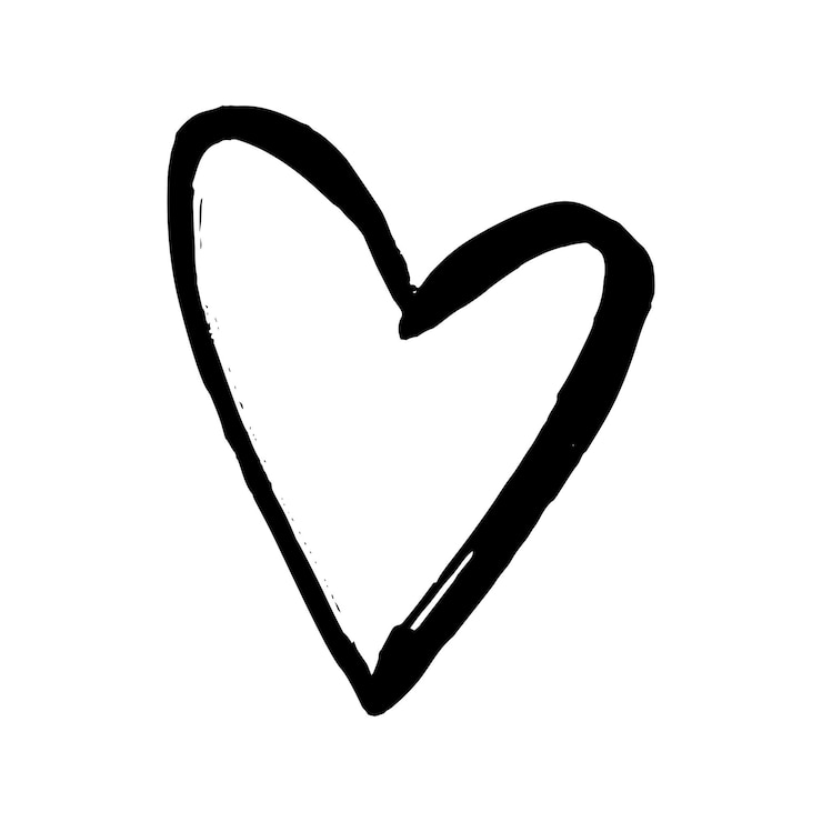 Vektor schwarzes handgezeichnetes herz auf weißem hintergrund vektor-design-element für den valentinstag