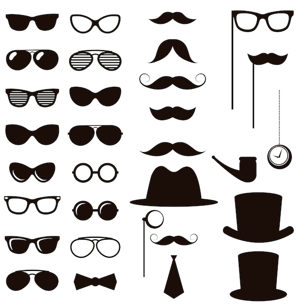 Schwarzes Retro Gentleman Elementset