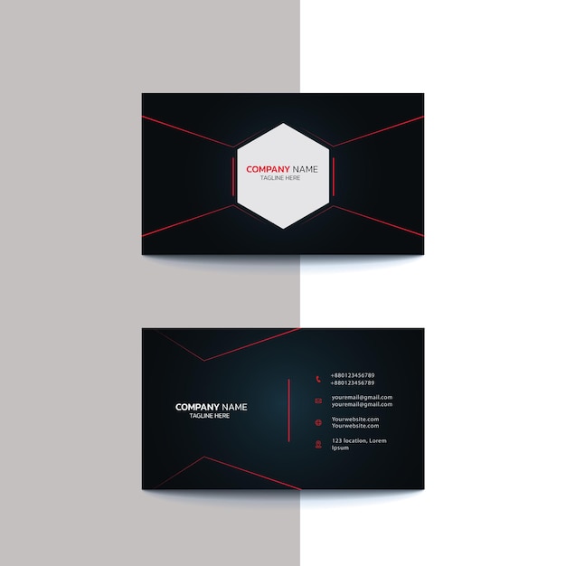 Vektor schwarzes rotes visitenkarte-design