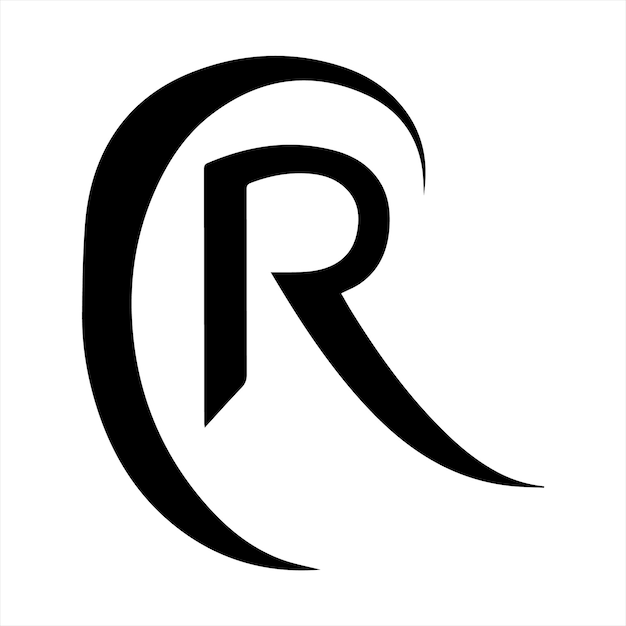 Schwarzes Silhouette-Logo-Design des Buchstaben R mit einer weißen Vektorillustration des Logotyps auf dem Hintergrund