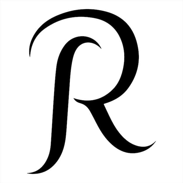 Schwarzes Silhouette-Logo-Design des Buchstaben R mit einer weißen Vektorillustration des Logotyps auf dem Hintergrund
