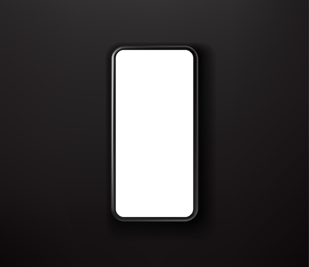 Schwarzes smartphone auf schwarzem hintergrund