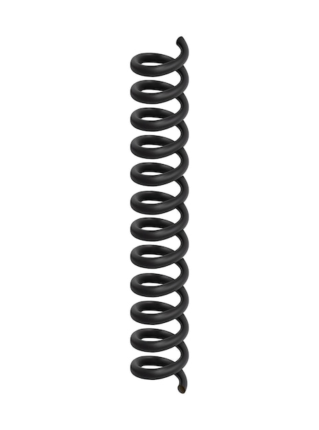 Schwarzes spiralkabel-modell. realistische darstellung eines schwarzen spiralkabel-vektormodells für webdesign, isoliert auf weißem hintergrund