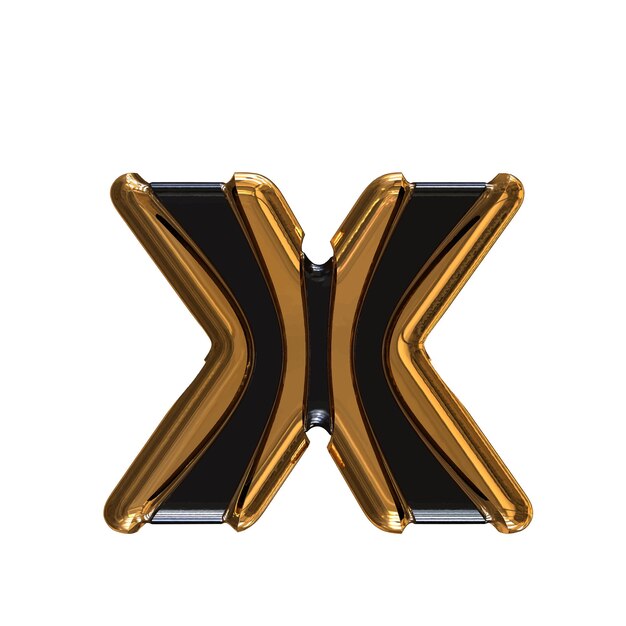 Vektor schwarzes symbol mit goldenen vertikalen riemen buchstabe x