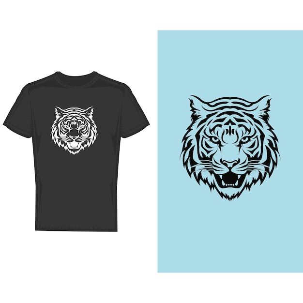 Schwarzes T-Shirt mit weißem Tiger-Design