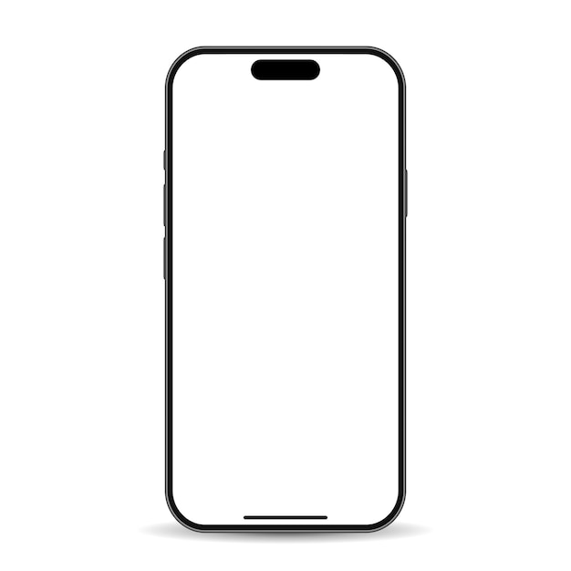 Schwarzes Telefon mit weißem Bildschirm und weißem Hintergrund