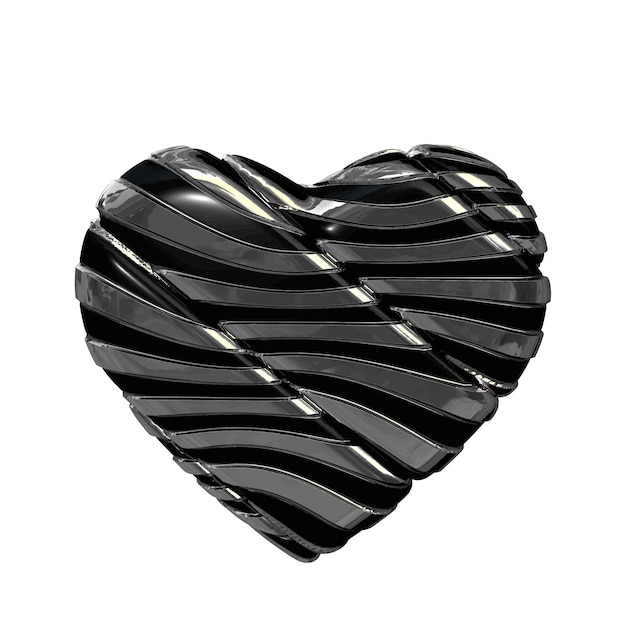Schwarzes und silbernes Herz 3d
