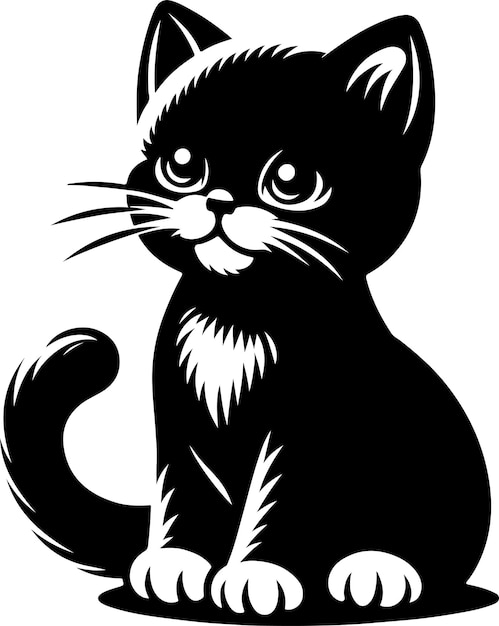 Vektor schwarzfarbige silhouette von kitty