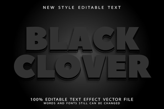 Vektor schwarzklee bearbeitbarer texteffekt prägen modernen stil