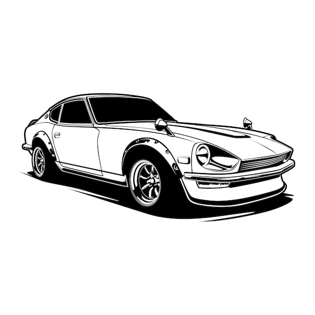 Schwarzweiss-Auto-Illustration für Konzeption