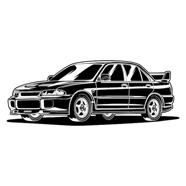 Schwarzweiss-autovektorillustration für konzeptionelles design