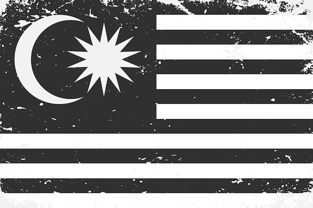 Schwarzweiss-flagge malaysia im grunge-stil