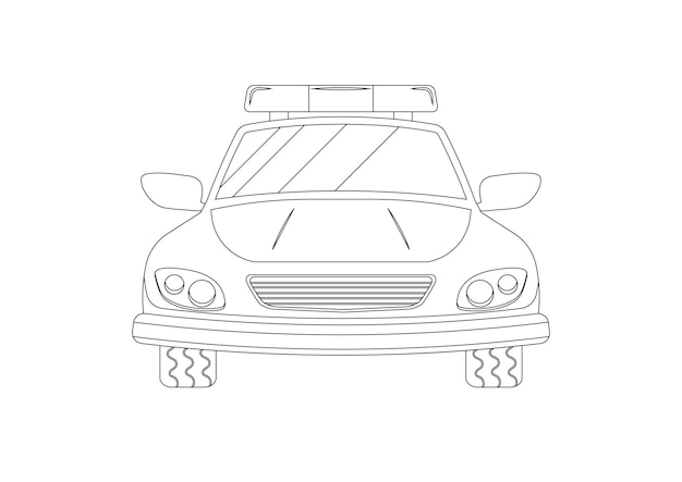 Schwarzweiß-Polizeiauto-Clipart-Malseite des Polizeiautos