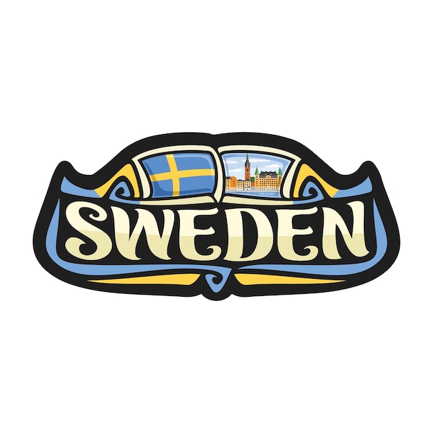 Vektor schweden-aufkleber-flaggen-logo-abzeichen-reise-souvenir-illustration