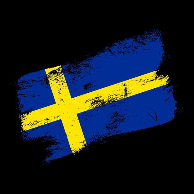 Schweden flagge grunge pinsel hintergrund. alte pinsel-flag-vektor-illustration. abstraktes konzept des nationalen hintergrunds.