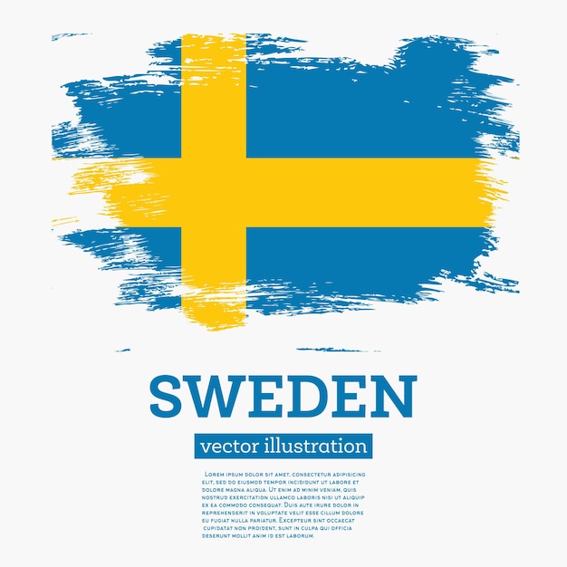 Schweden-Flagge mit Pinselstrichen. Vektor-Illustration.