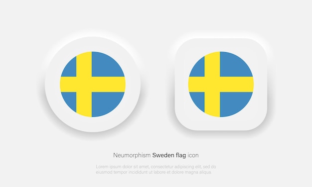 Schweden-flaggensymbol, runde schwedische flaggensymbol im trendigen neumorphismus-design. vektor-eps 10