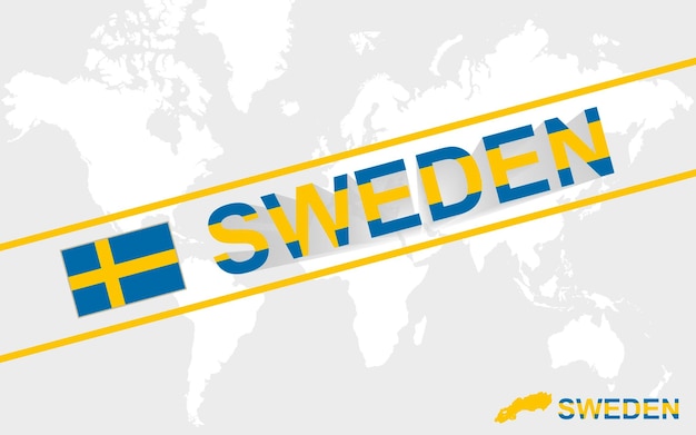 Schweden-kartenflagge und textillustration