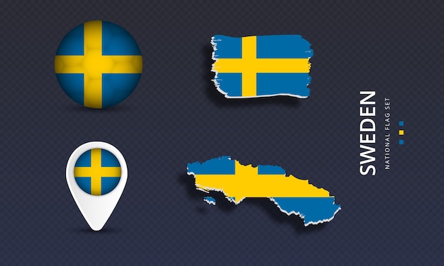 Schweden nationaler landeswellenflaggensatz