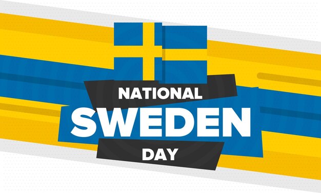 Schwedischer nationalfeiertag, feiertag der freiheit, schwedische flagge, nordskandinavien, kunstvektorillustration