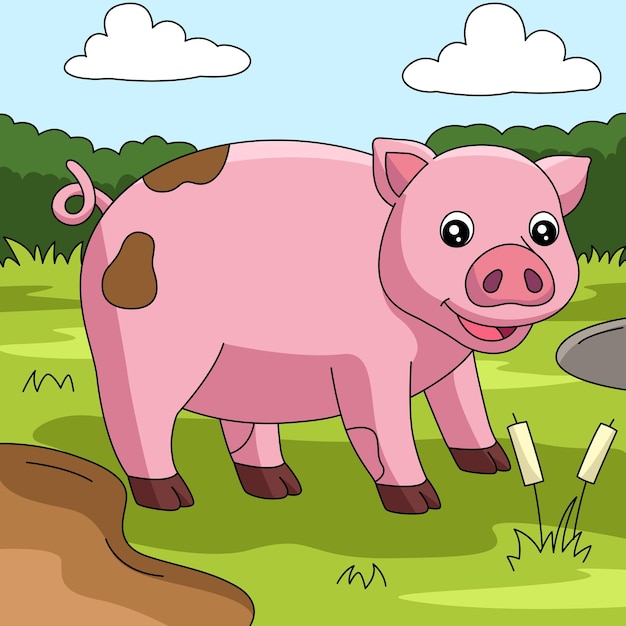 Schwein farbige cartoon farm illustration