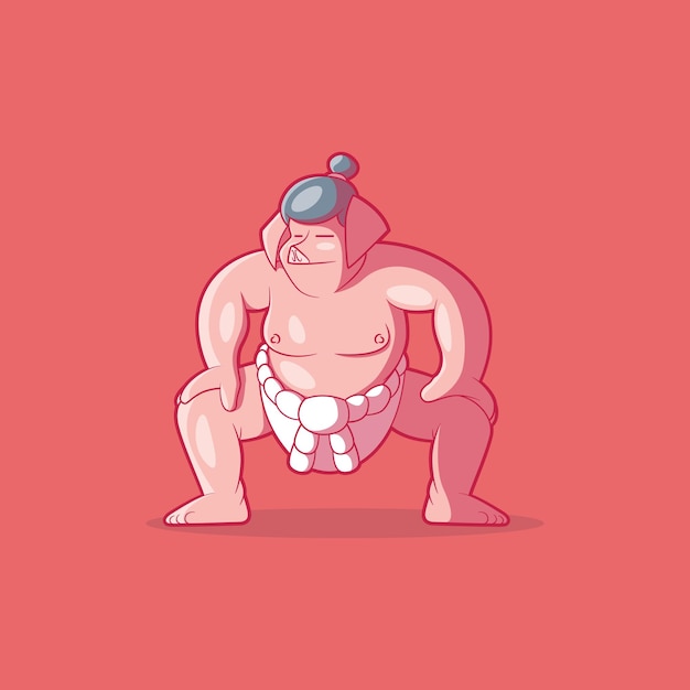 Vektor schwein-sumo-ringer-charakter-vektor-illustration. lustig, maskottchen, sportdesignkonzept.