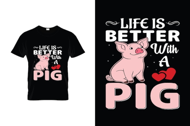 Schwein-t-shirt-design oder schwein-poster-design oder schwein-illustration