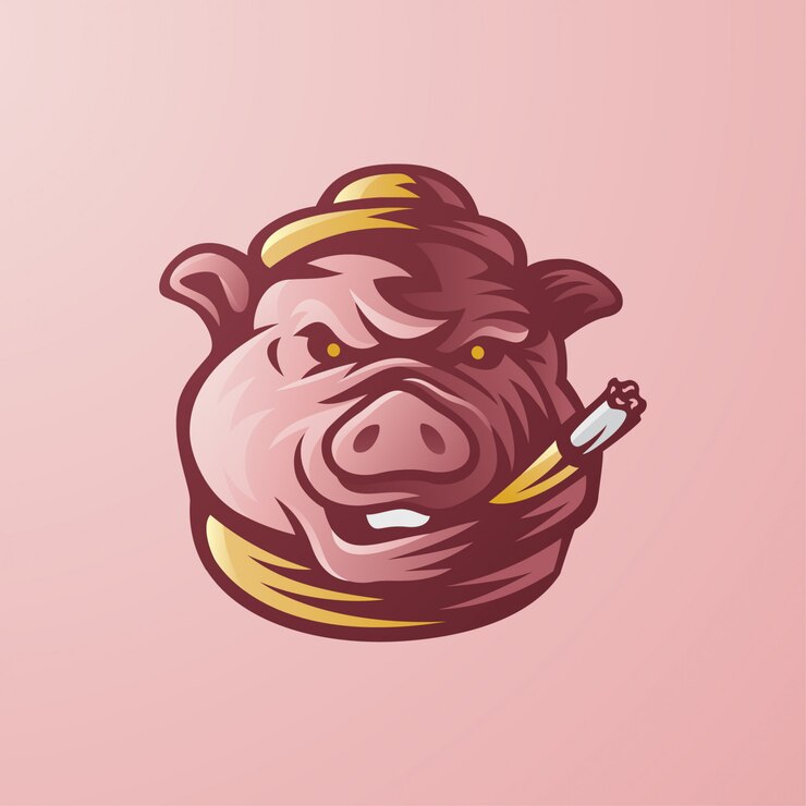 Schweineboss mit Zigarre und Hut