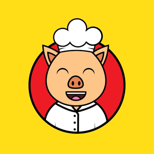 Schweinekoch mit kreis hinter vektorlogo