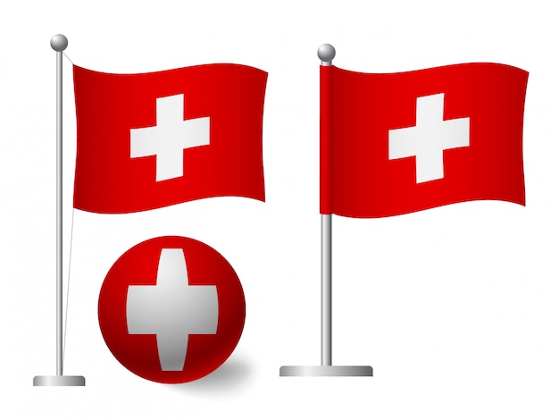 Vektor schweiz flagge auf pole und ball symbol