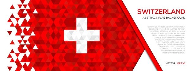 Schweiz-Flagge mit abstraktem Polygon geometrischer Form Hintergrund