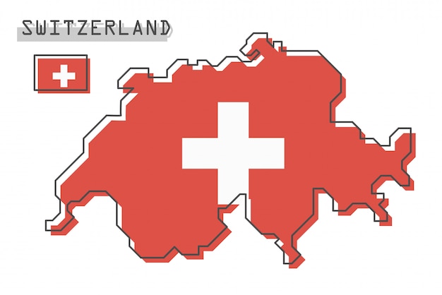 Vektor schweiz karte und flagge