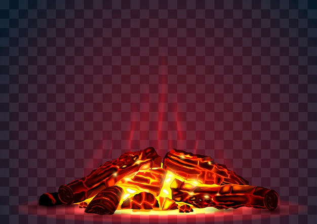 Schwelendes Feuer in der Nacht