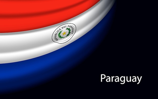 Schwenken sie die flagge paraguays auf dunklem hintergrund