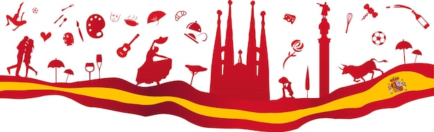 Schwenkender horizontaler Spanien-Flaggenvektor