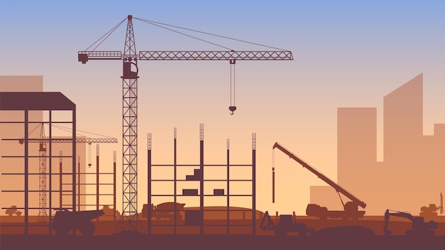 schwere Baumaschinen in der Stadt Vektor-Illustration