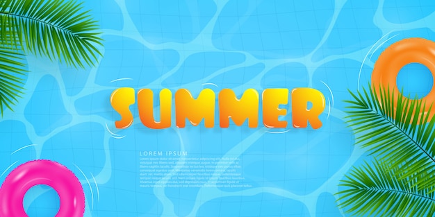 Schwimmbadhintergrund mit aufblasbarem Spielzeug im Sommer
