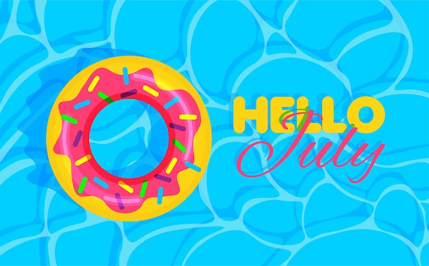 Schwimmbadsommer mit Donut-Rettungsring Hallo Juli