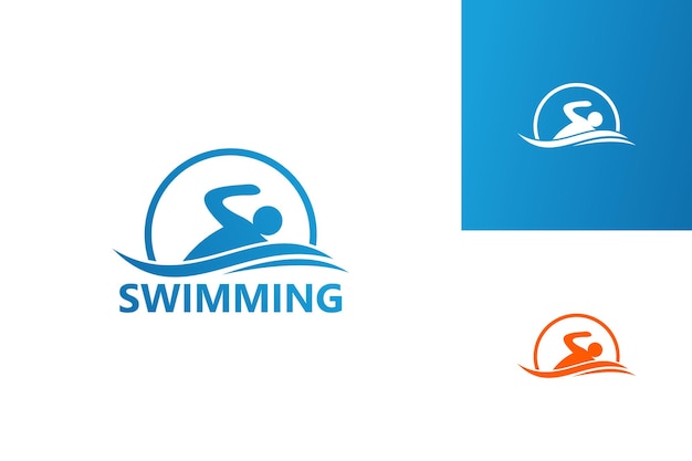 Schwimmen logo template design vektor, emblem, designkonzept, kreatives symbol, icon