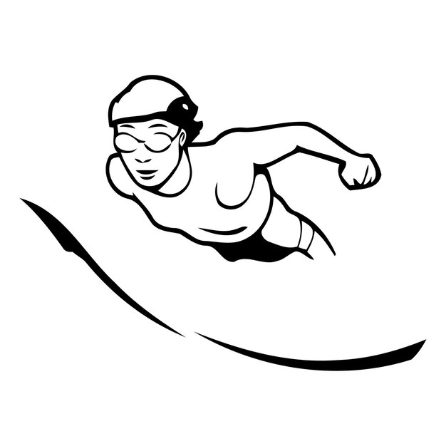 Vektor schwimmer im wasser-vektor-symbol schwimmsport-illustration