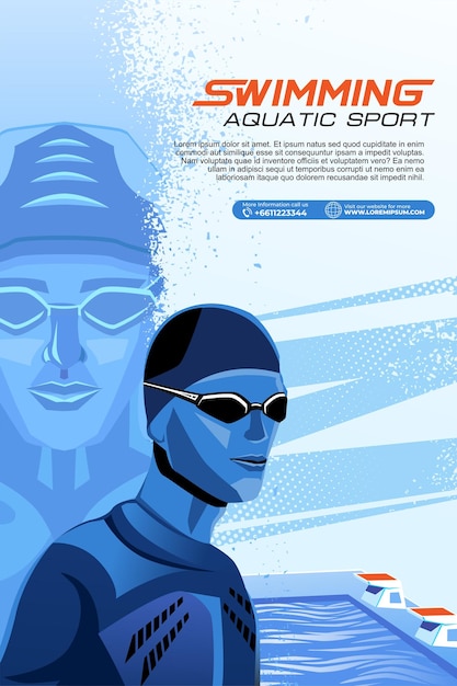 Schwimmsport-illustration vektor-schwimmhintergrund für banner, poster und flyer